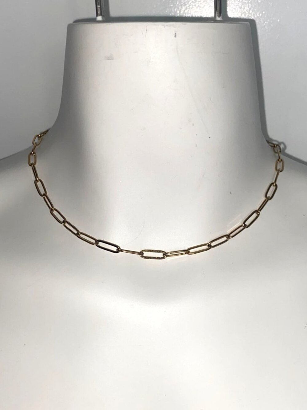 Gold Tone Paperclip Chain Necklace 18K Gold PVD Hyperallergenic NEW